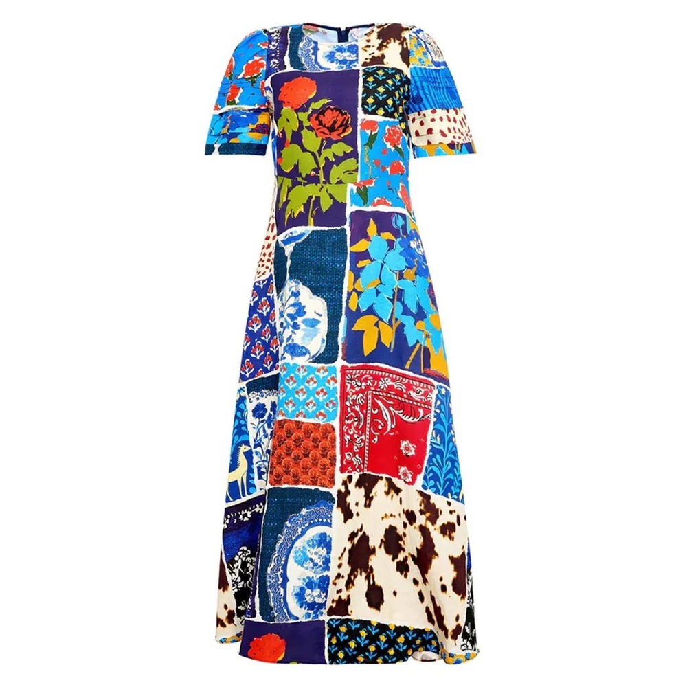 NWT HUNTER BELL Blue Multicolor Patchwork Maxi Dr… - image 2